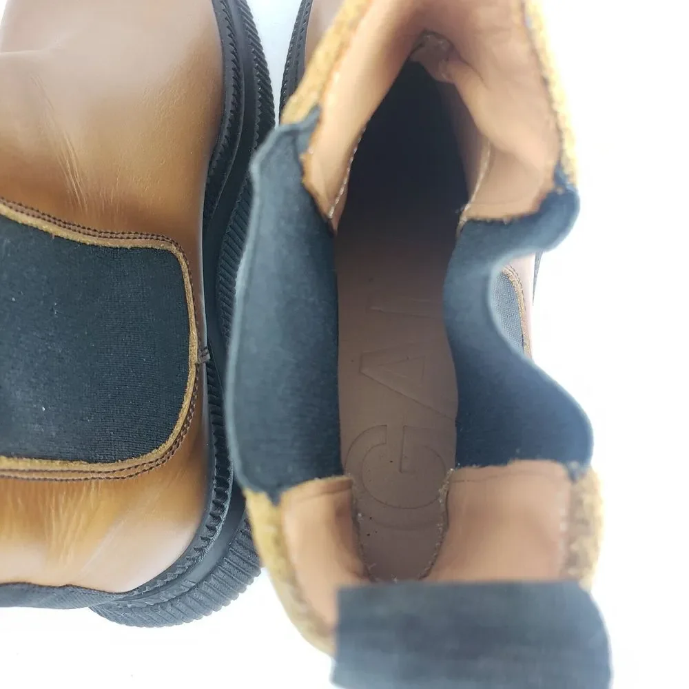 Ganni Womens Ankle Leather Boots Chelsea Platform Brown